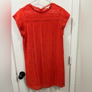 Miami Brand Orange Lace Short Sleeve Shift Dress NWOT